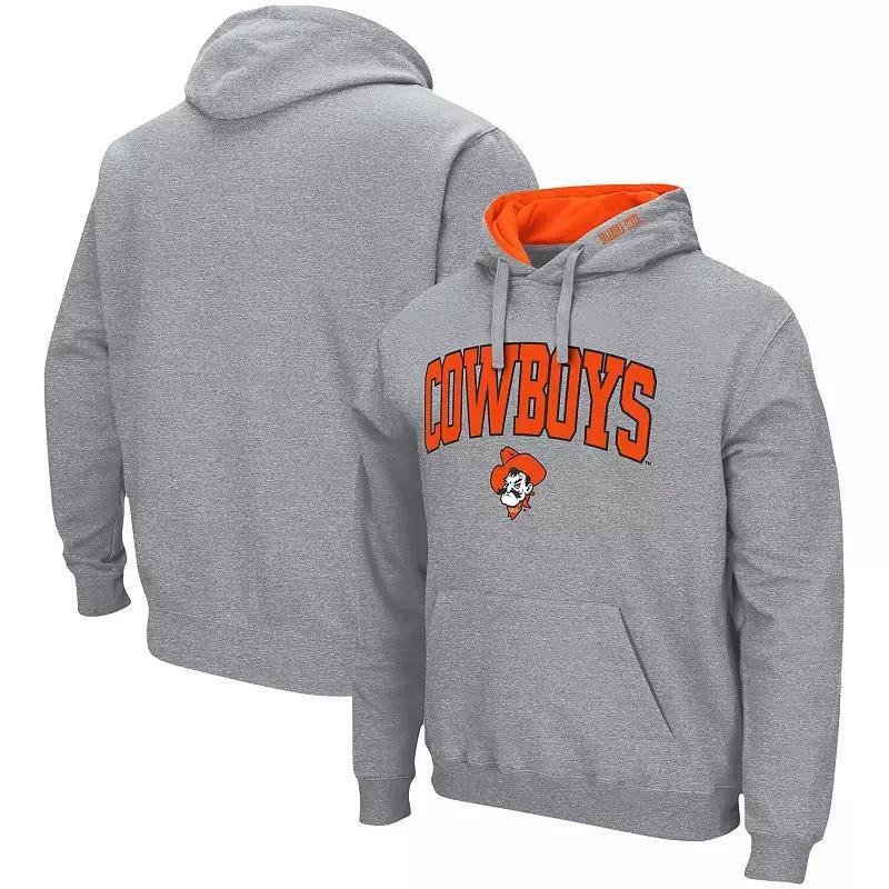 Mens Colosseum Heathered Gray Oklahoma State Cowboys Arch & Logo 3.0 Pullover Hoodie Product Image