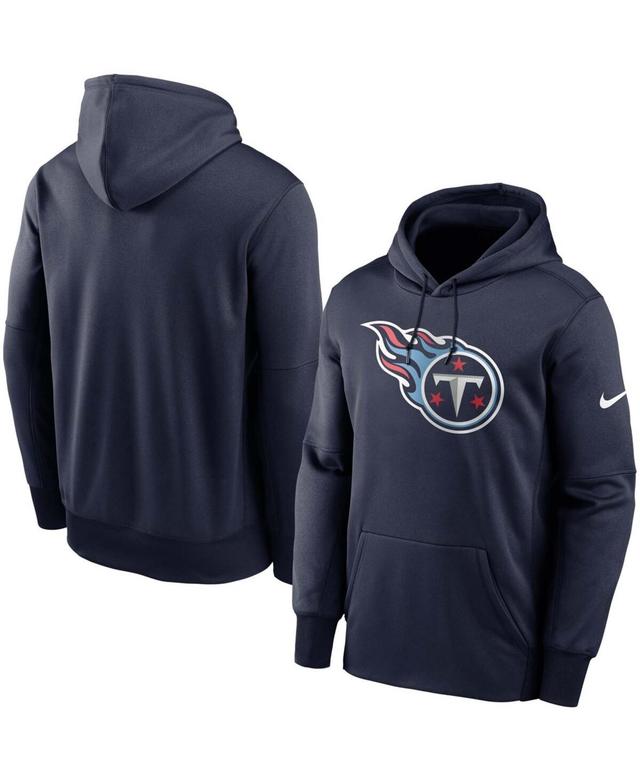 Mens Navy Tennessee Titans Fan Gear Primary Logo Therma Performance Pullover Hoodie Product Image