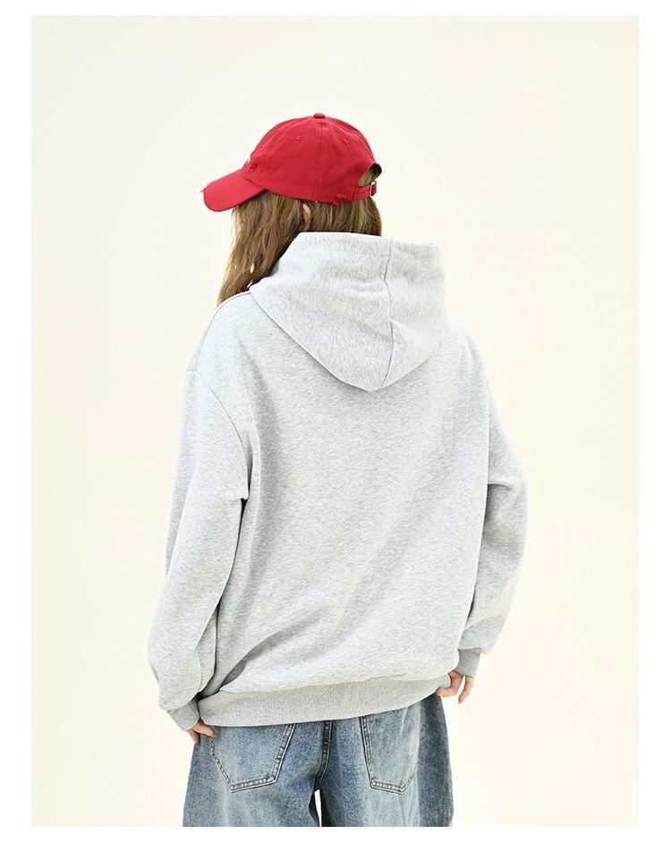 Drop Shoulder Dog Embroidered Oversized Hoodie Product Image