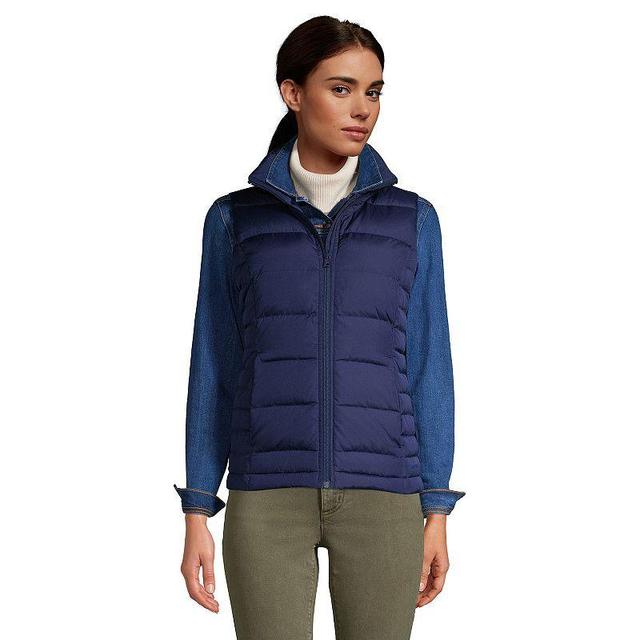 Womens Lands End Down Puffer Vest Pink Berry Product Image