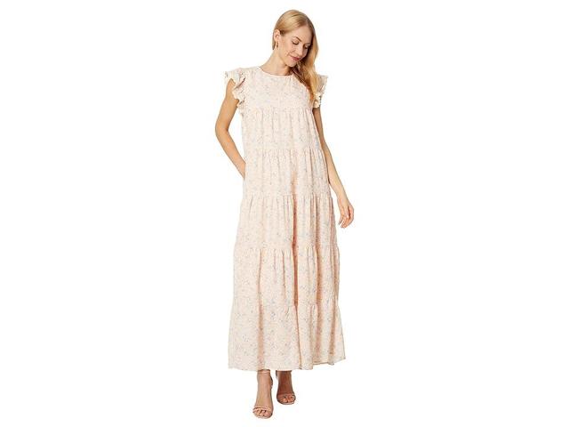 English Factory Eyelet Tiered Midi Dress (Coral ) Women's Clothing Product Image