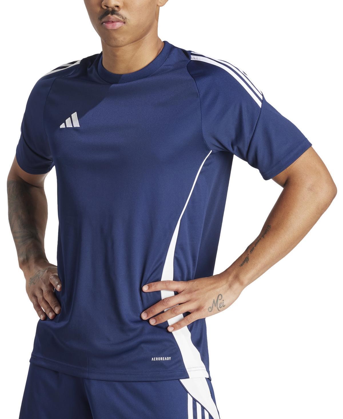 adidas Mens Tiro 24 Slim-fit Performance 3-Stripes Jersey - Team Navy Product Image