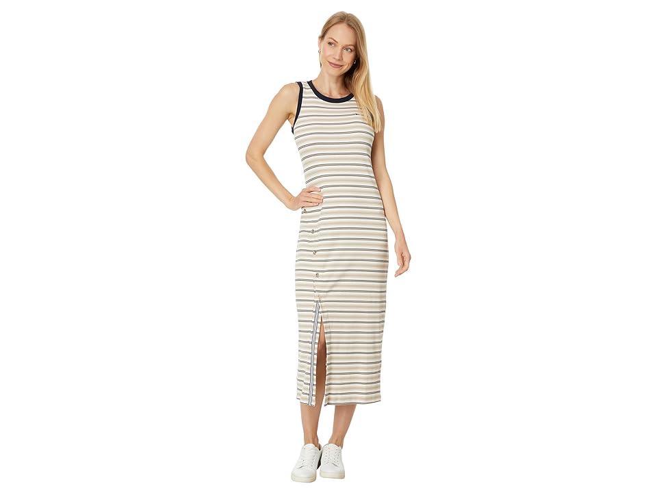 Tommy Hilfiger Womens Striped Ribbed Slit Midi Dress Product Image