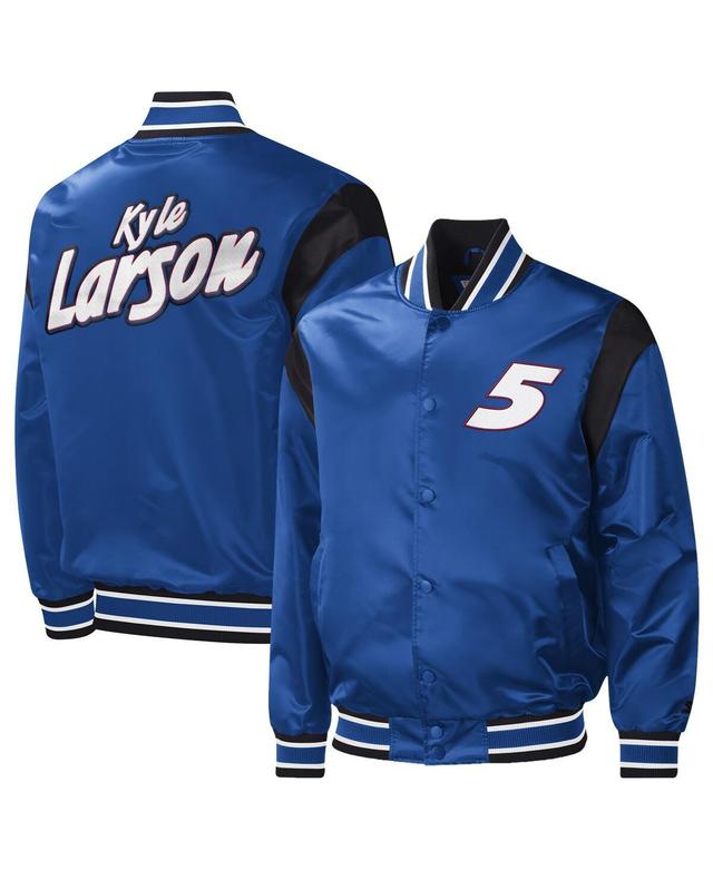 Mens Starter Royal Kyle Larson Force Play Full-Snap Varsity Jacket Product Image