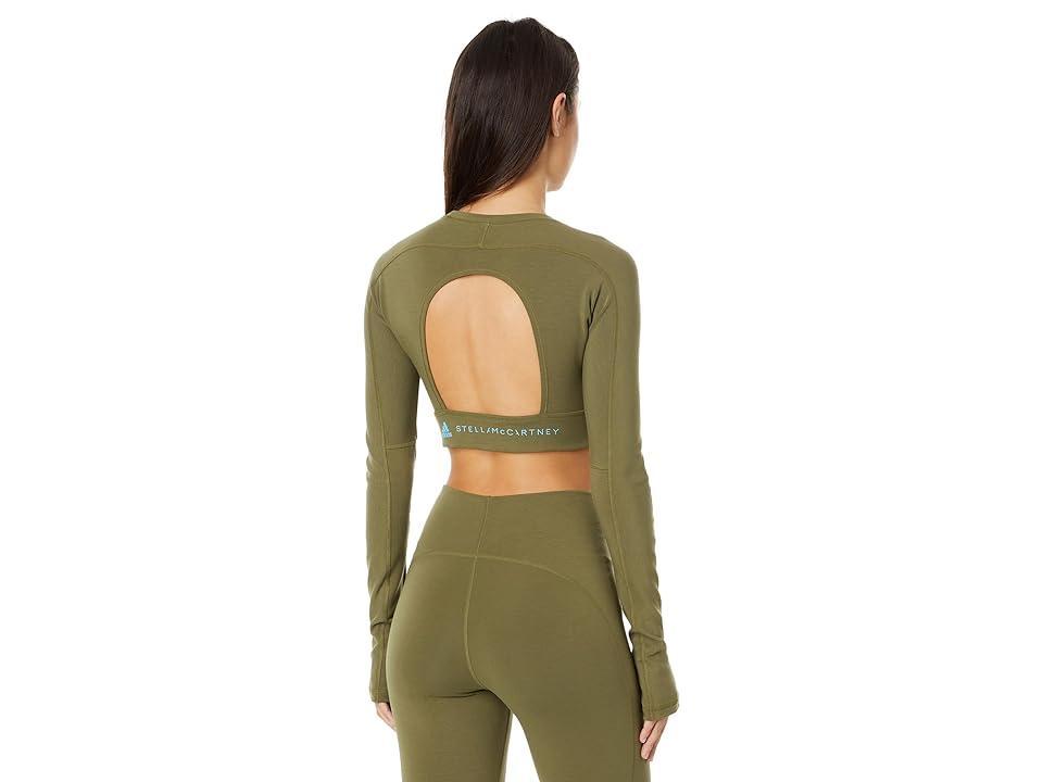 adidas by Stella McCartney True Strength Yoga Crop Top in Olive Product Image