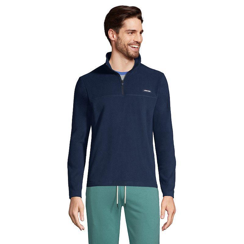 Big & Tall Lands End Fleece Quarter-Zip Pullover, Mens Blue Product Image