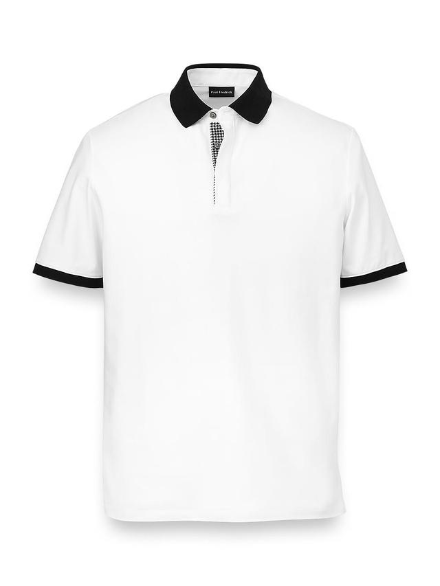 Cotton Blend Three Button Polo - White Product Image