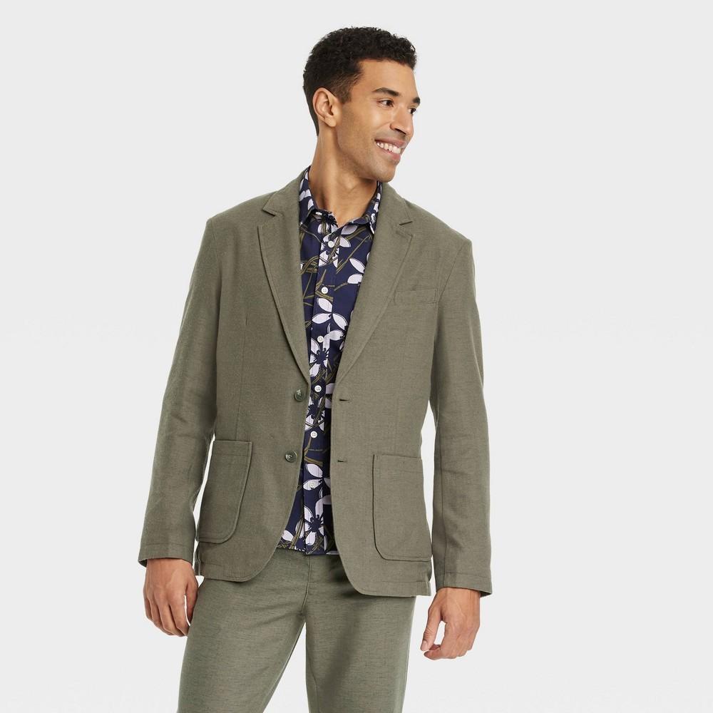 Mens Big & Tall Linen Blend Blazer - Goodfellow & Co Olive LT Product Image