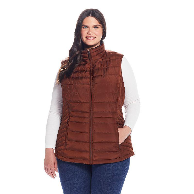 Plus Size Weathercast Plush Lined Puffer Vest, Womens Product Image