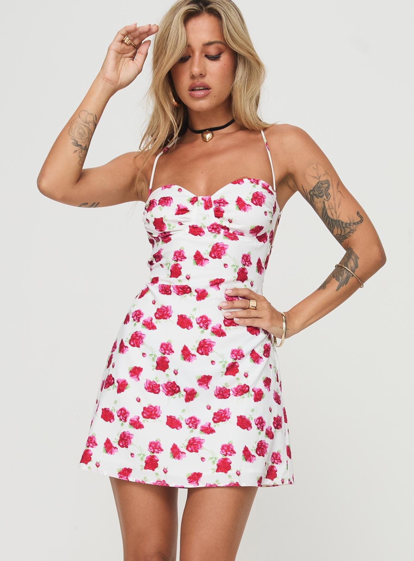 Arslan Mini Dress White Floral Product Image