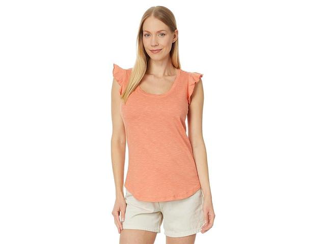 Toad&Co Rufflita II Tee (Papaya) Women's Clothing Product Image