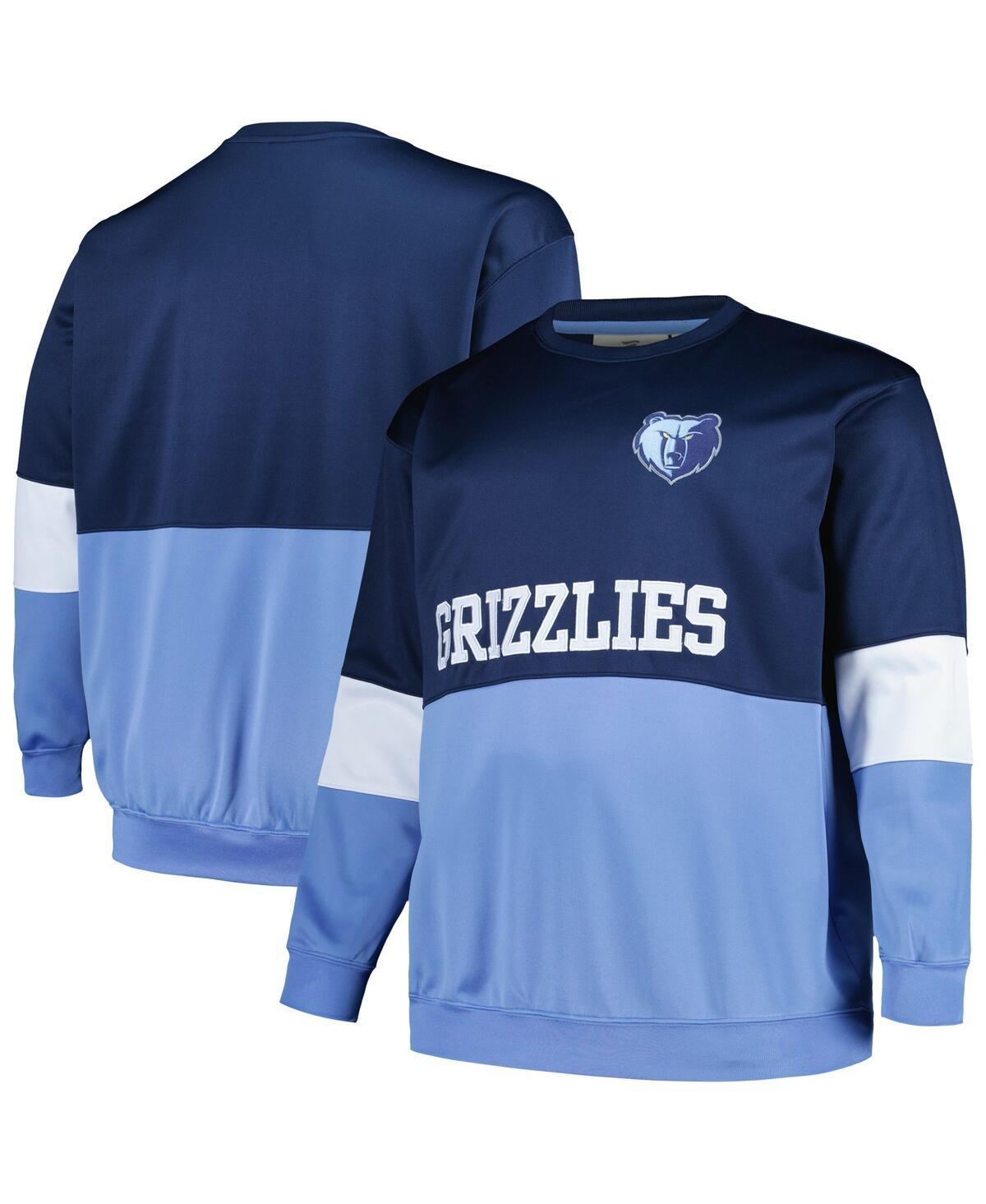 Mens Fanatics Branded Navy/Light Blue Memphis Grizzlies Big & Tall Split Pullover Sweatshirt Grz Blue Product Image