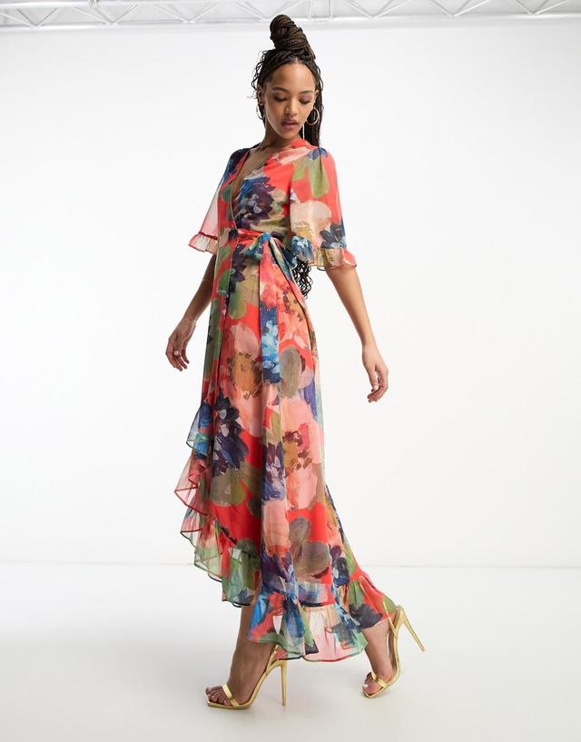 Hope & Ivy wrap midaxi dress in mixed floral Product Image