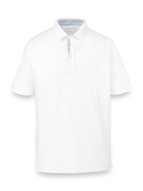 Performance Blend Three Button Polo - White Product Image