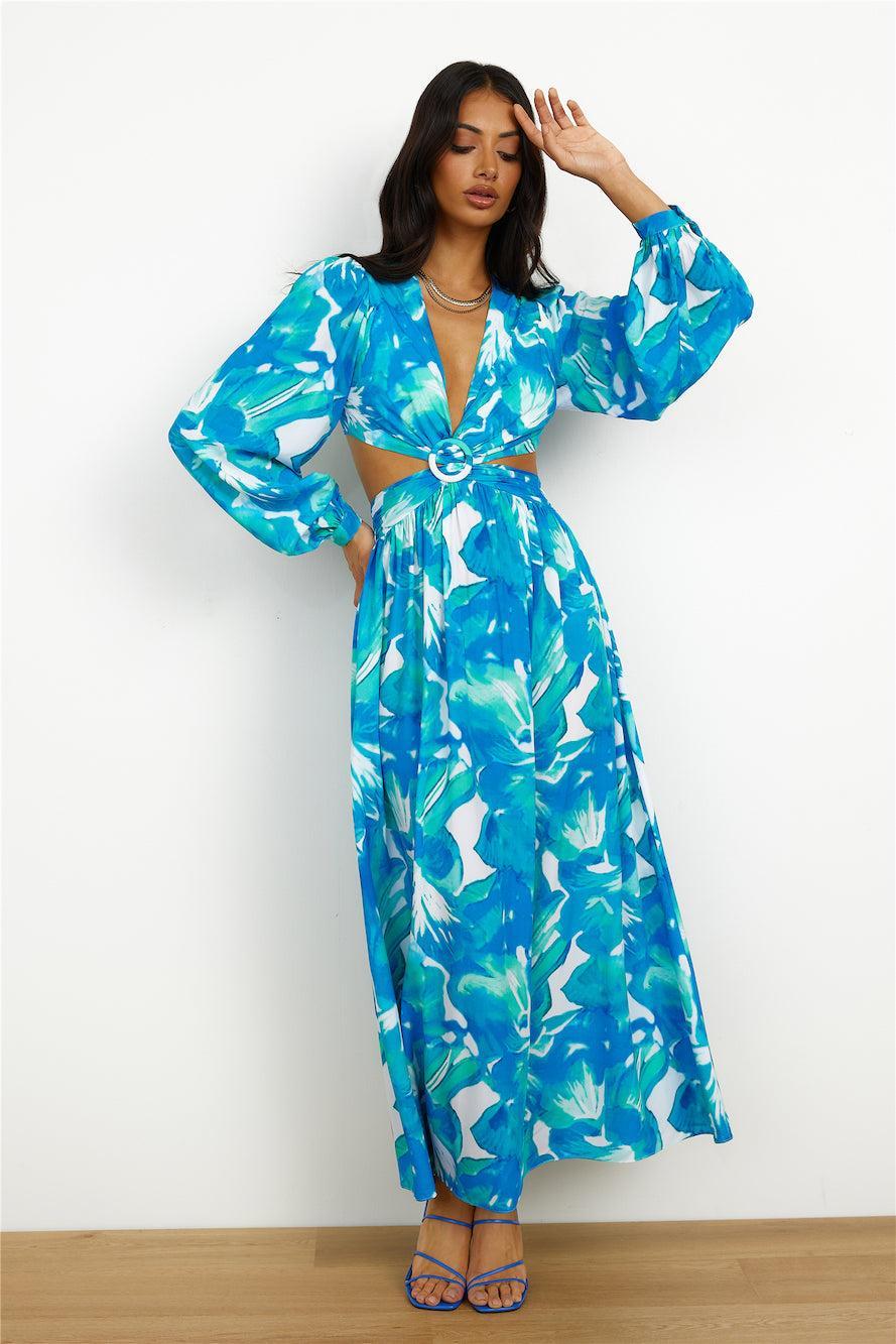 Resort Style Maxi Dress Blue Product Image