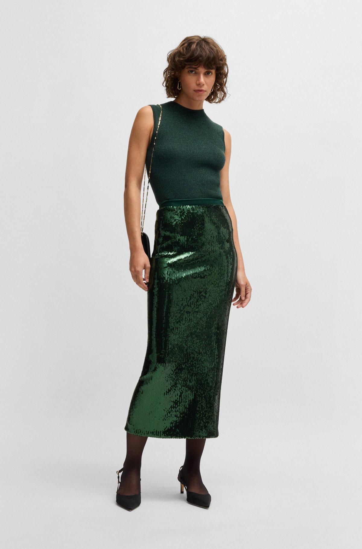 Relaxed-fit maxi skirt with sequin embellishments Product Image