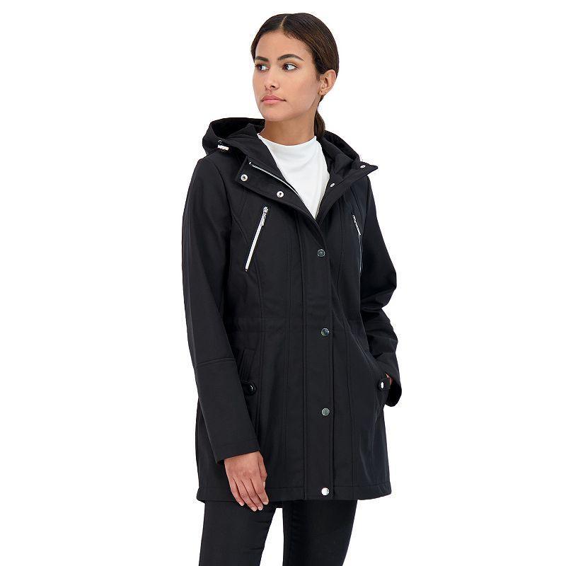 Womens Sebby Collection Hood Water-Resistant Anorak Jacket Blue Product Image