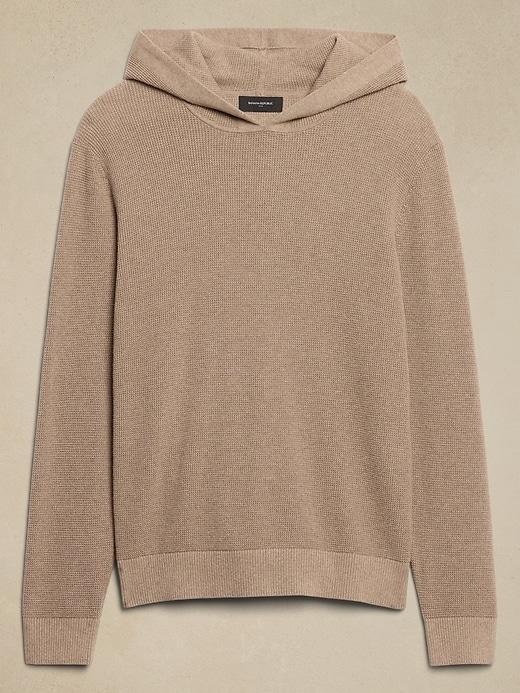 Cotton-Blend Textured Hoodie Sweater Product Image