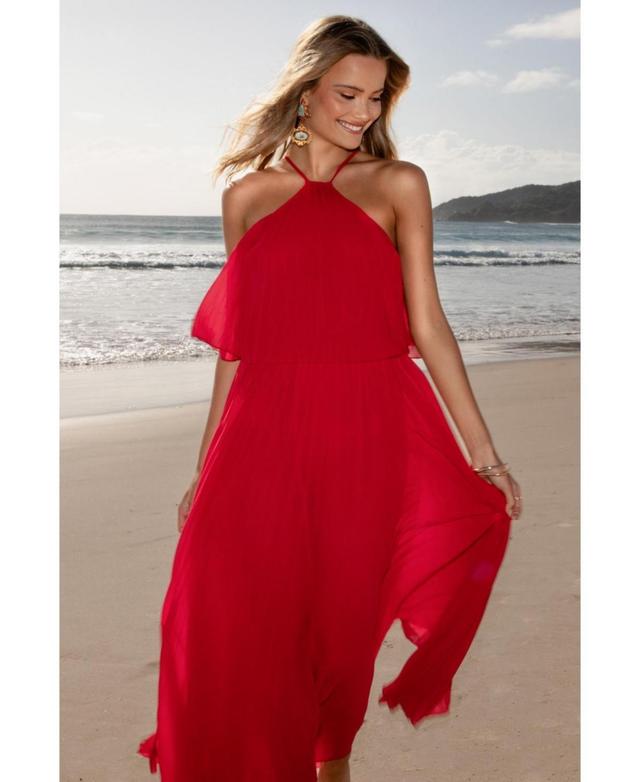 Petal and Pup Womens Gia Pleated Halterneck Maxi Dress Product Image