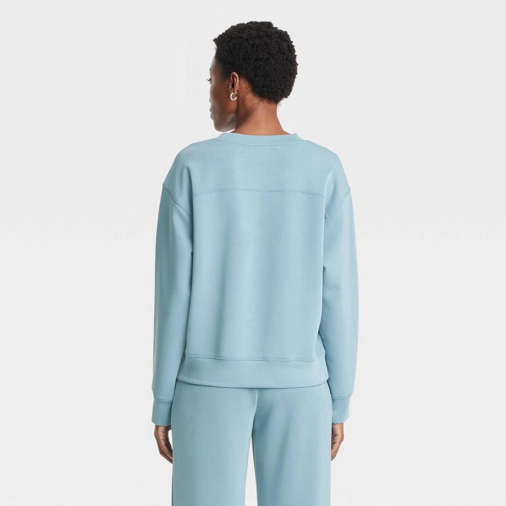 Women's Sandwash Pullover Sweatshirt - A New Day™ Teal S Product Image