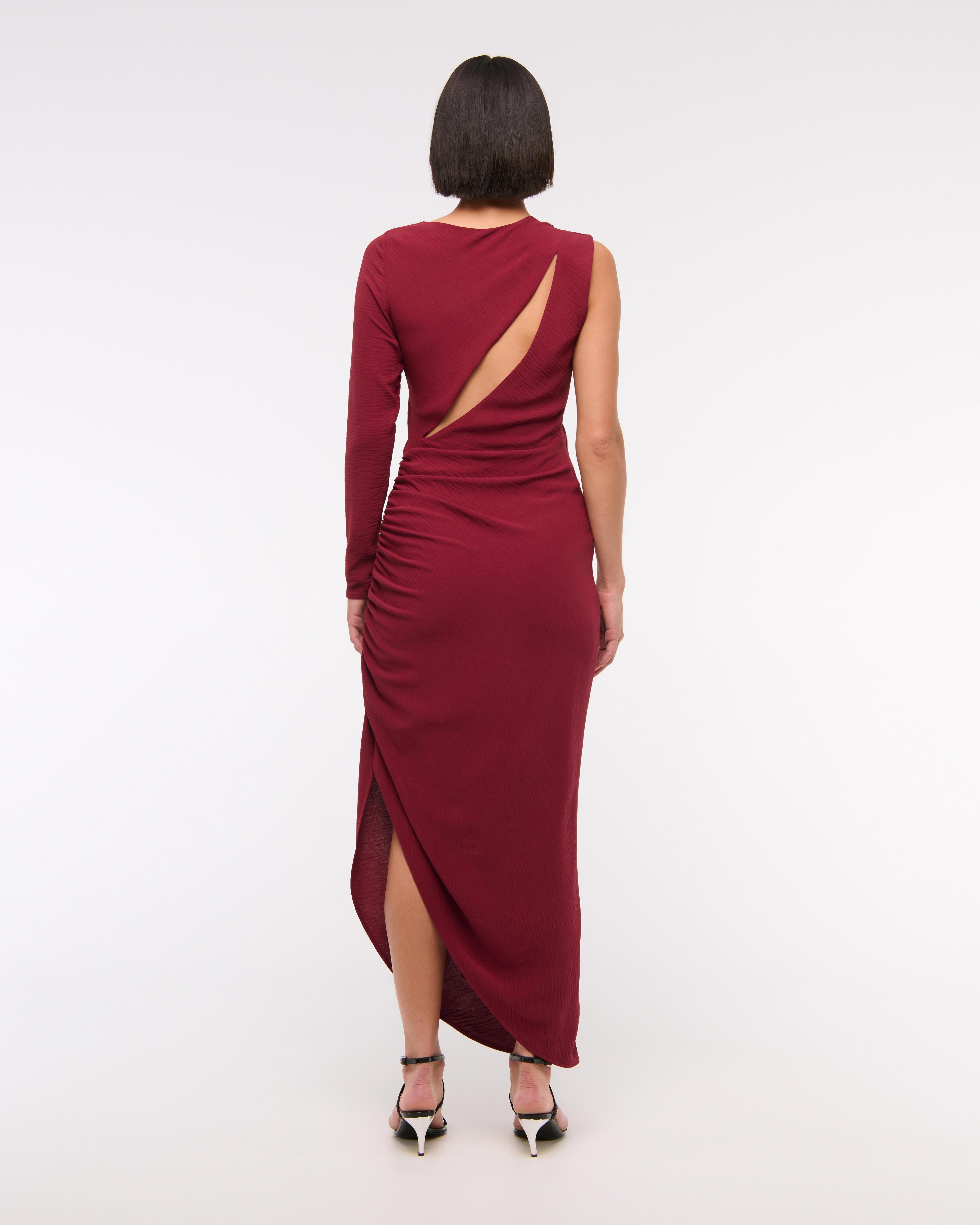 One-Sleeve Draped Midi Dress Product Image