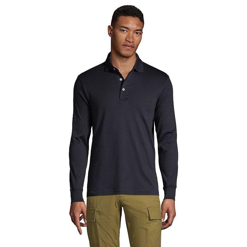 Men's Long Sleeve Super Soft Supima Polo Shirt Product Image