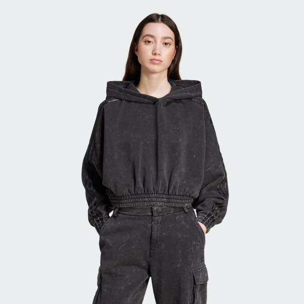 Washed-Out Crop Oversized Hoodie Product Image