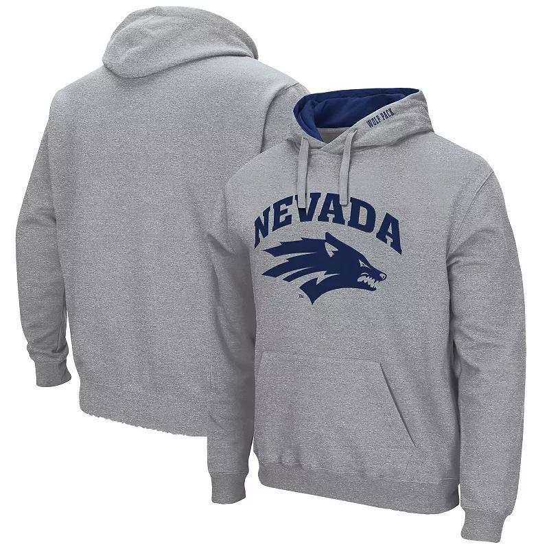 Mens Heathered Gray Nevada Wolf Pack Arch and Logo Pullover Hoodie Product Image