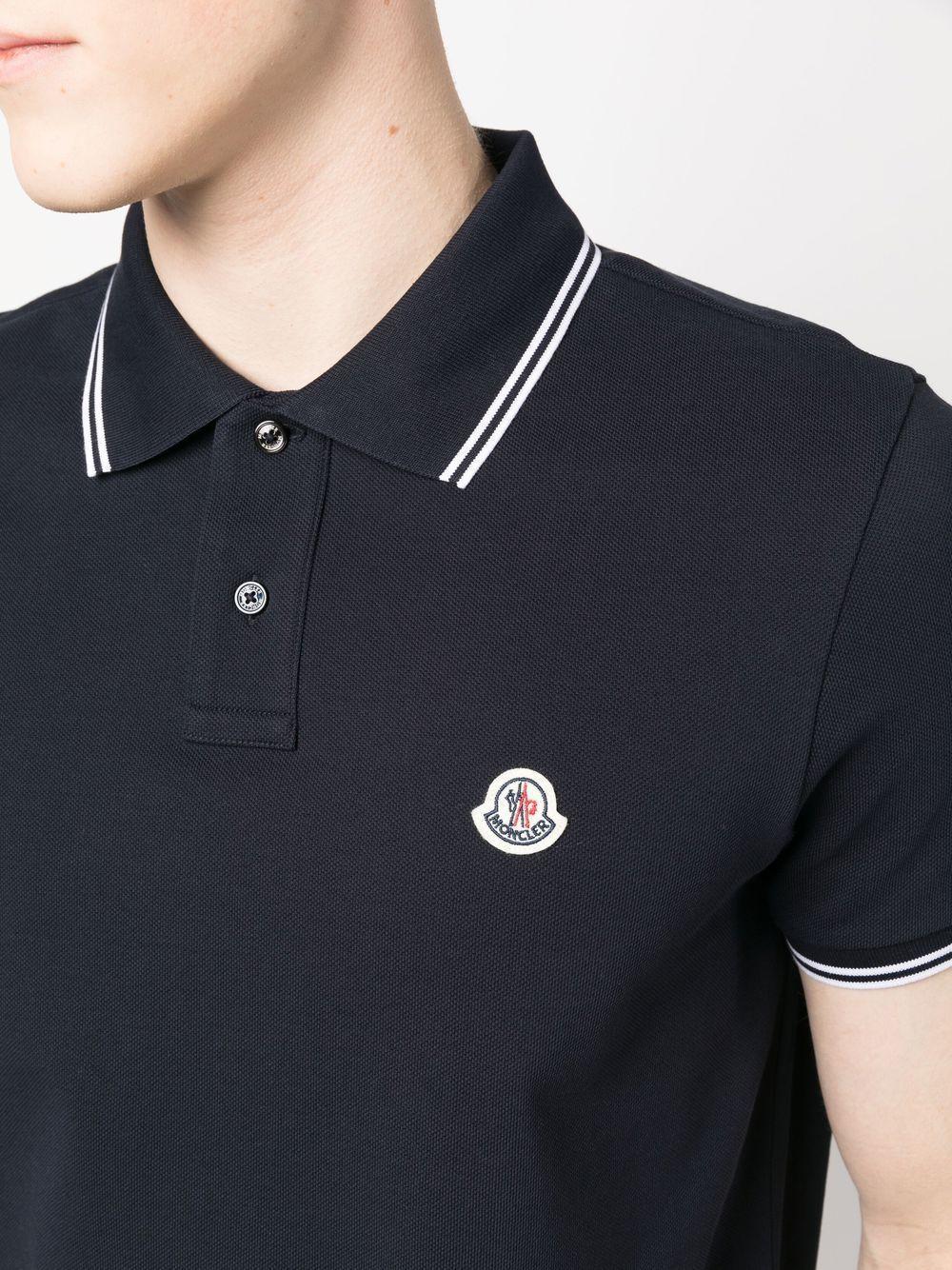 MONCLER Logo Patch Polo Shirt In Blue Product Image