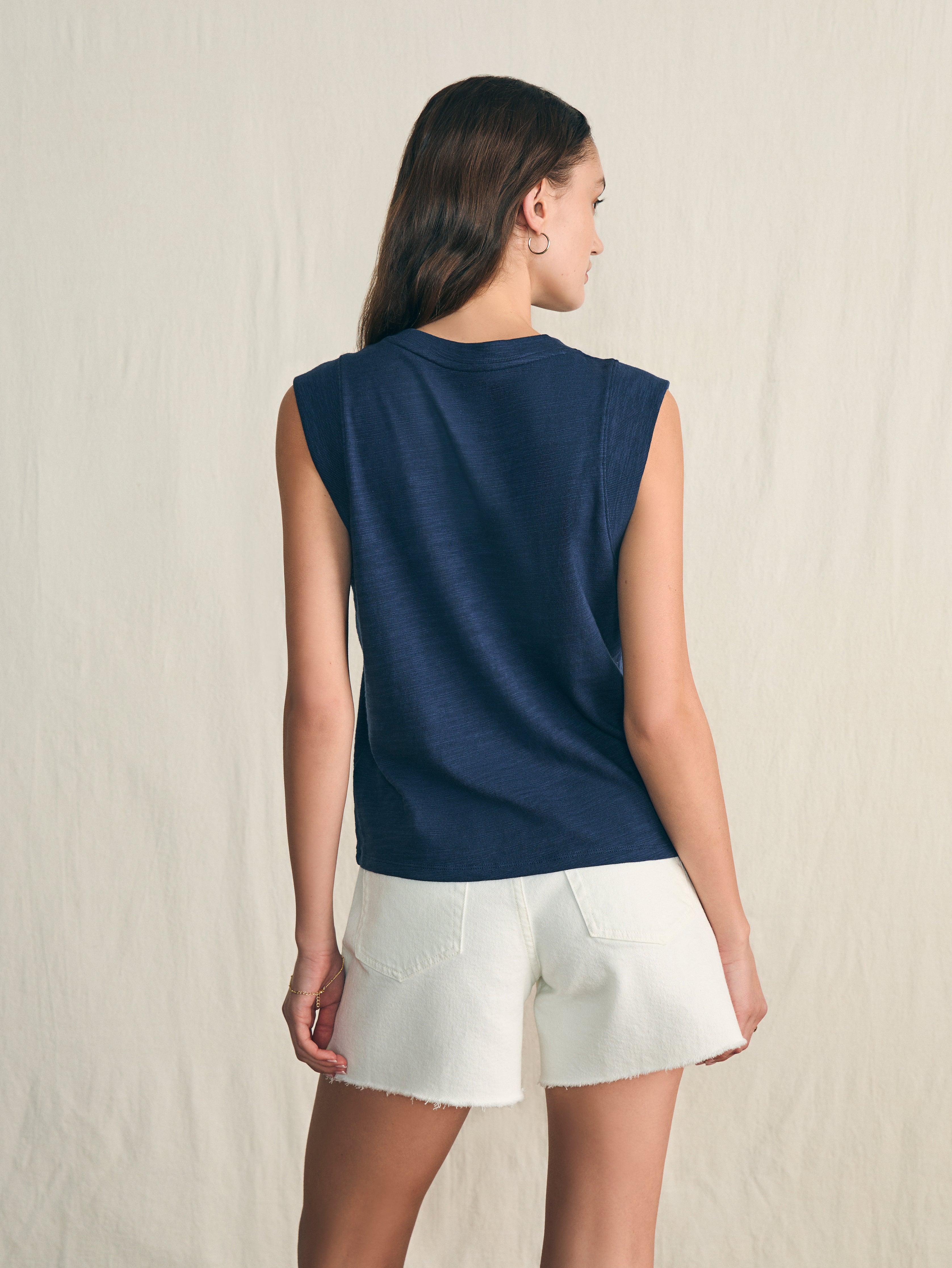 Sunwashed Slub Muscle Tank - Navy Blazer Female Product Image