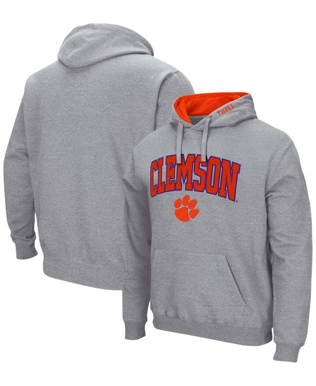 Mens Colosseum Heather Gray Clemson Tigers Arch & Logo 3.0 Pullover Hoodie Product Image