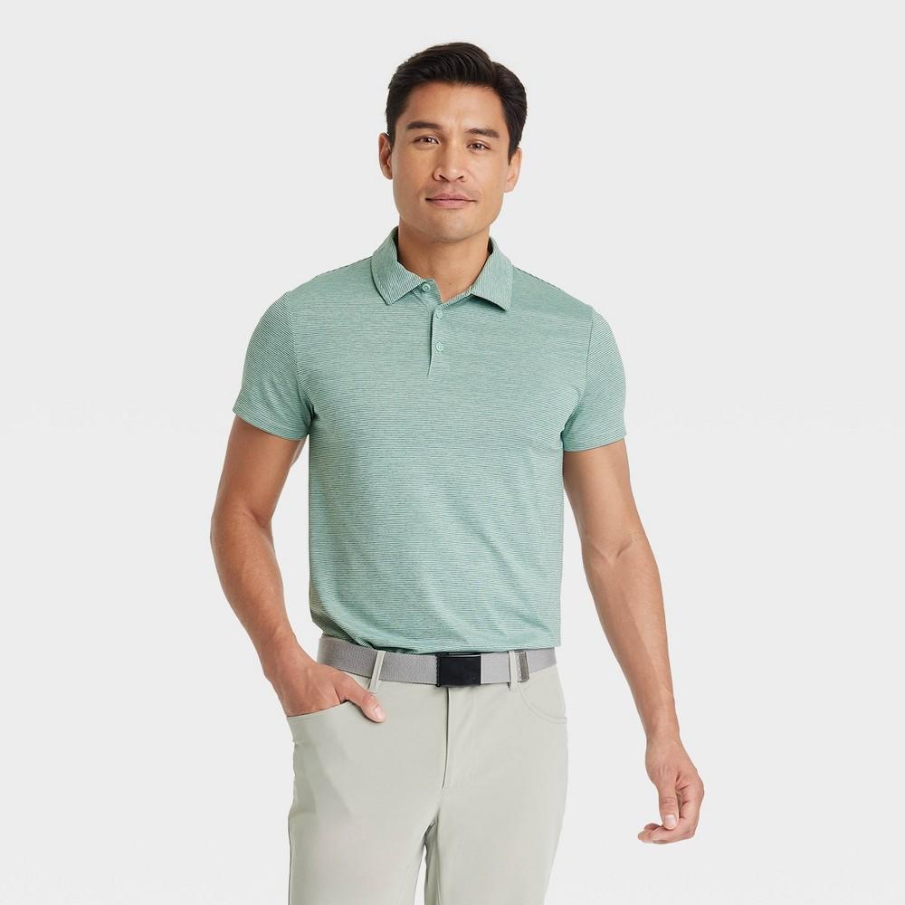 Mens Striped Polo Shirt - All In Motion Teal L Product Image