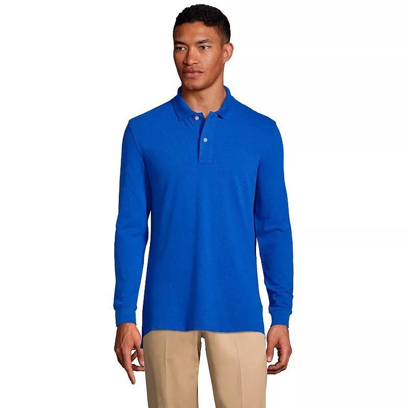 Mens Lands End Long Sleeve Mesh Polo Shirt Product Image