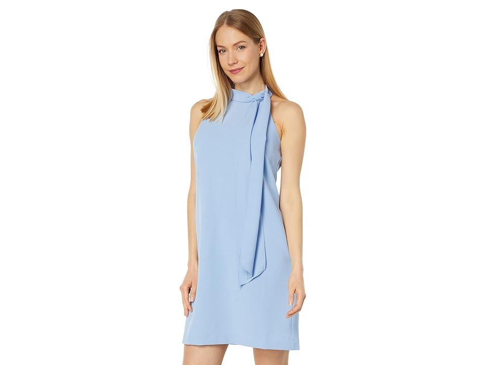 Vince Camuto Open Back Halter Neck Crepe Shift Dress with Bow Bell) Women's Dress Product Image