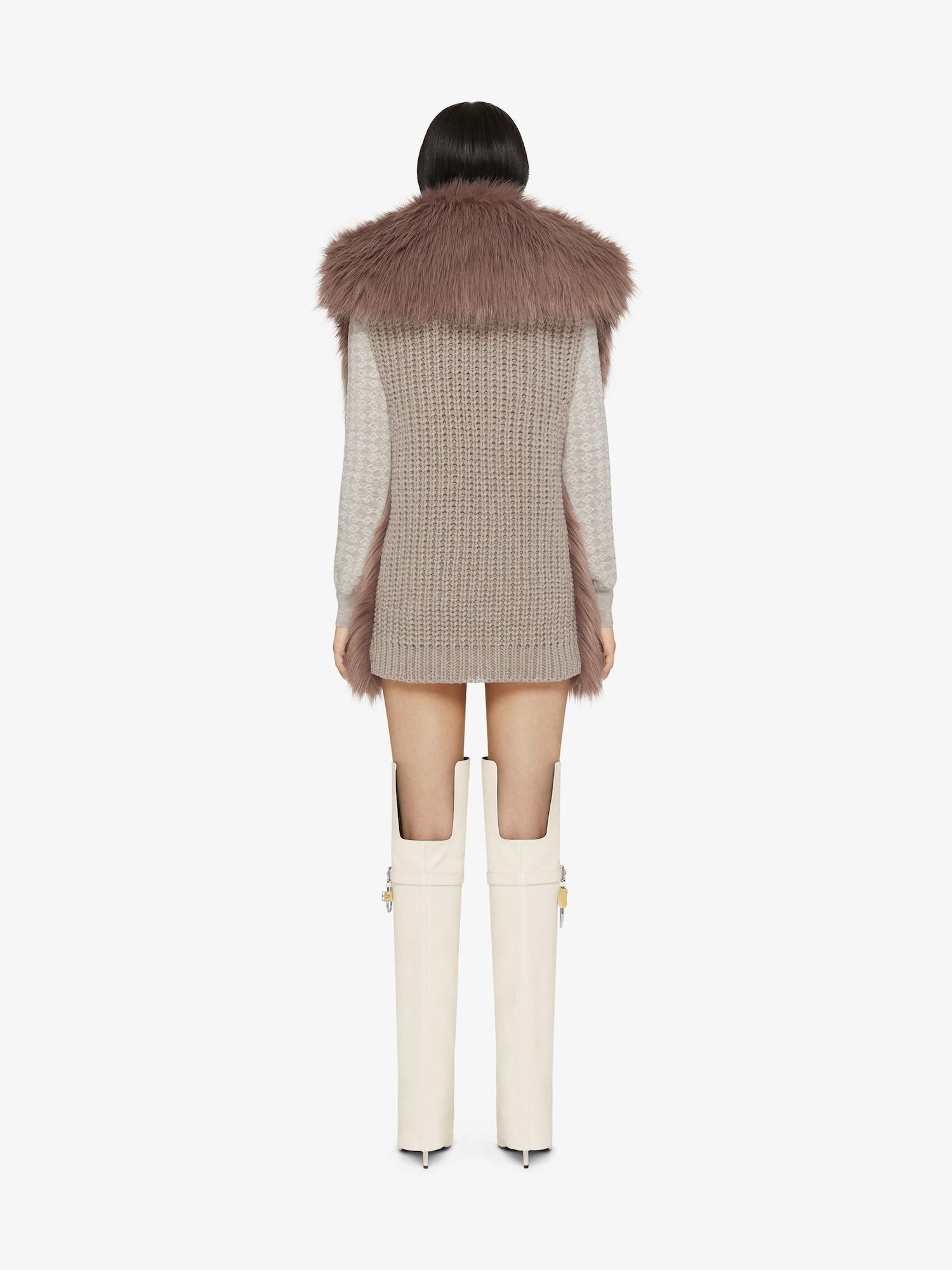 Sleeveless jacket in faux fur and knit Product Image