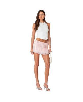 Edikted Womens Abrielle Tiered Chiffon Mini Skirt Product Image