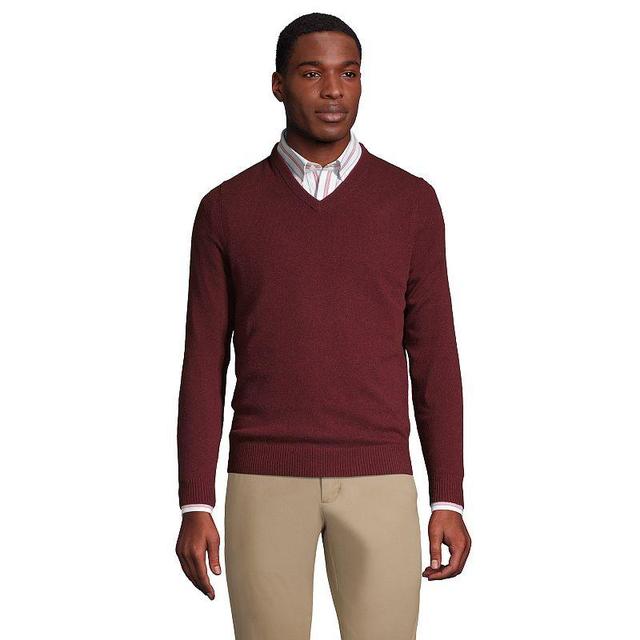 Big & Tall Lands End Fine-Gauge Cashmere V-neck Sweater, Mens Mulled Wine Grey Product Image