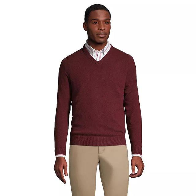 Big & Tall Lands End Fine-Gauge Cashmere V-neck Sweater, Mens Mulled Wine Grey Product Image