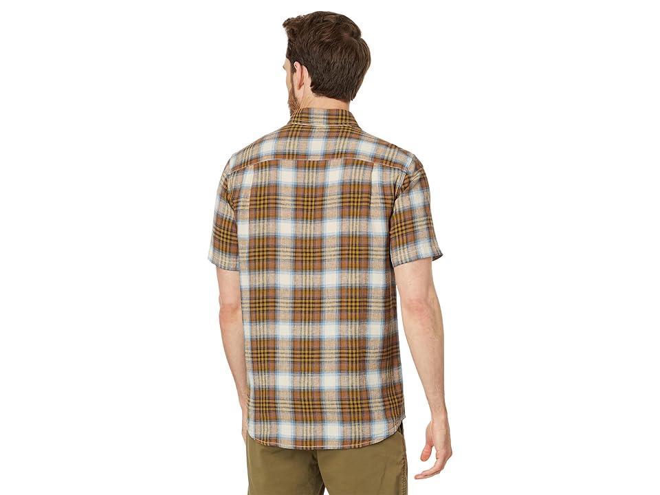 Pendleton Dawson Linen Shirt Short Sleeve (Tan/Indigo Plaid) Men's Jacket Product Image