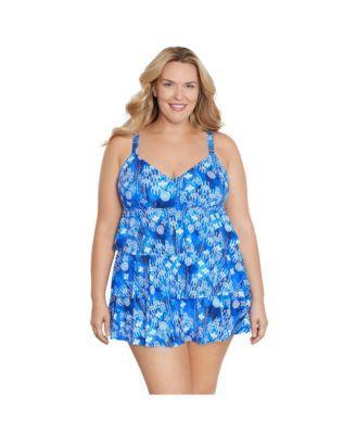 Plus Size ShapeSolver Triple Tier Swim Dress Product Image