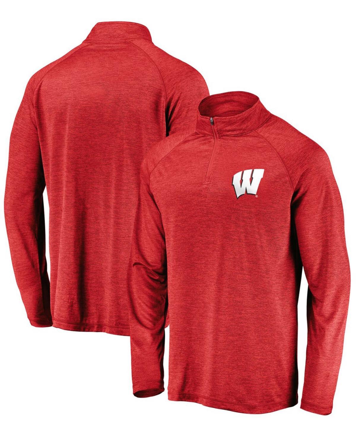 Mens Fanatics Branded Wisconsin Badgers Primary Logo Raglan Quarter-Zip Top Product Image