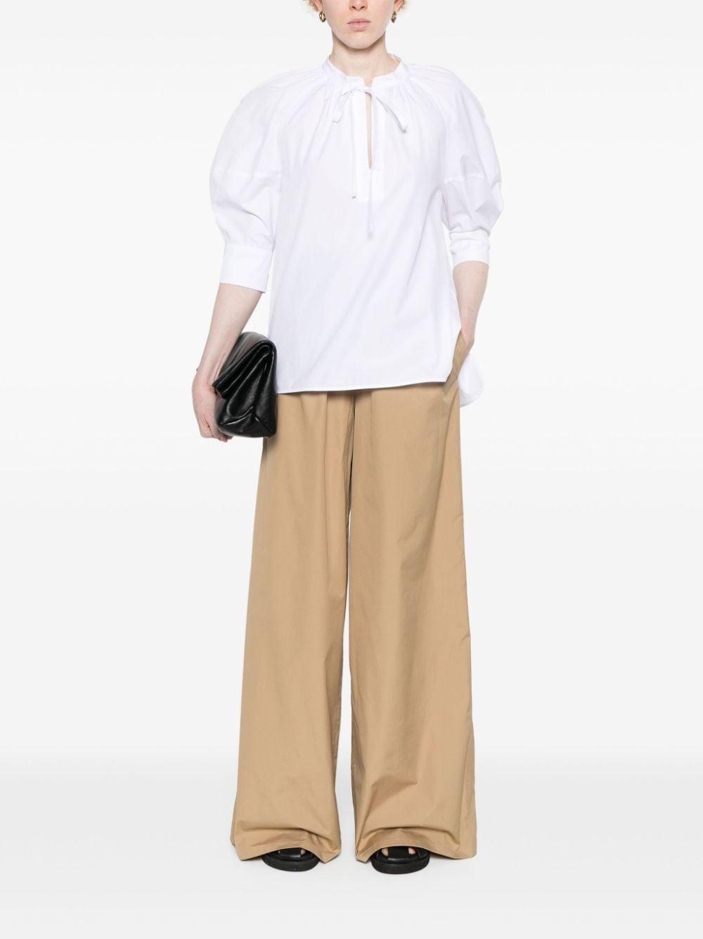 MAX MARA Wide-leg Cotton Trousers In Neutrals Product Image