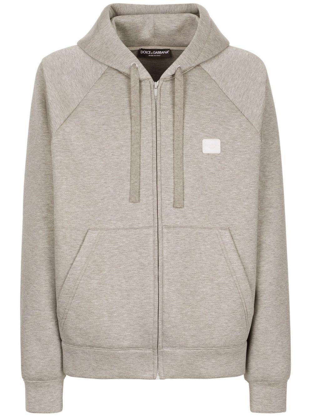 Logo-appliqué Zip-up Hoodie In Grey Product Image