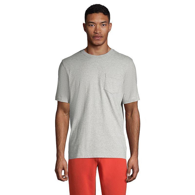 Big & Tall Lands End Super-T Pocket Tee, Mens Gray Grey Product Image