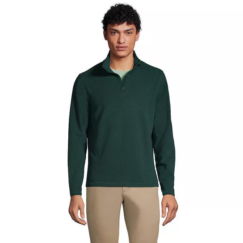 Lands End School Uniform Mens Lightweight Fleece Quarter Zip Pullover Jacket Product Image