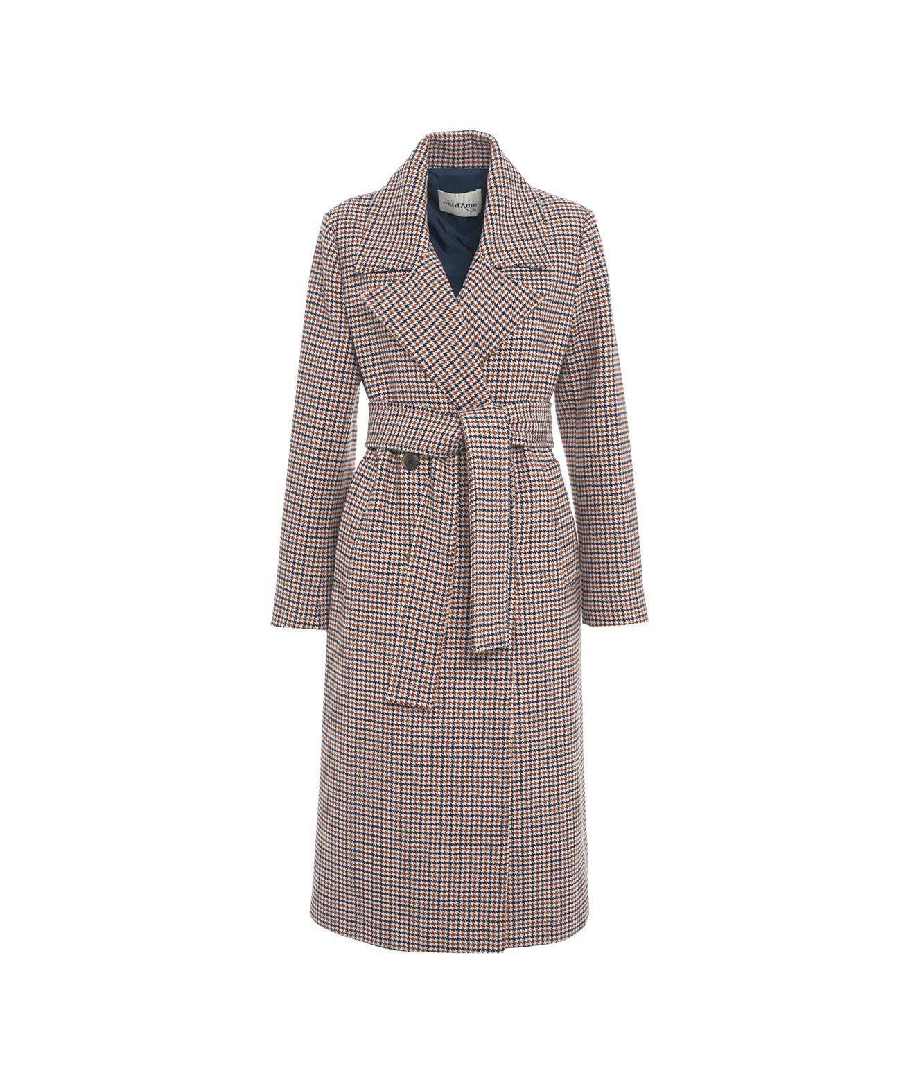 Houndstooth coat with belt Product Image