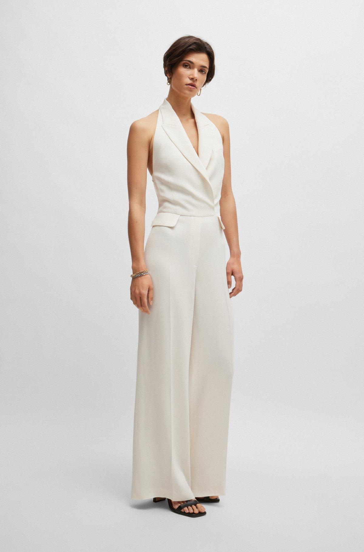 Halterneck jumpsuit with peak lapels Product Image