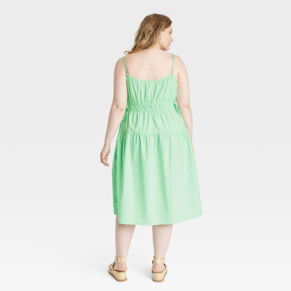 Womens Cinched Waist Midi Sundress - Universal Thread Green 1X Product Image