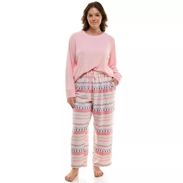 Plus Size Croft & Barrow 2-pc. Long Sleeve Pajama Top & Pajama Pants Sleep Set, Womens Product Image