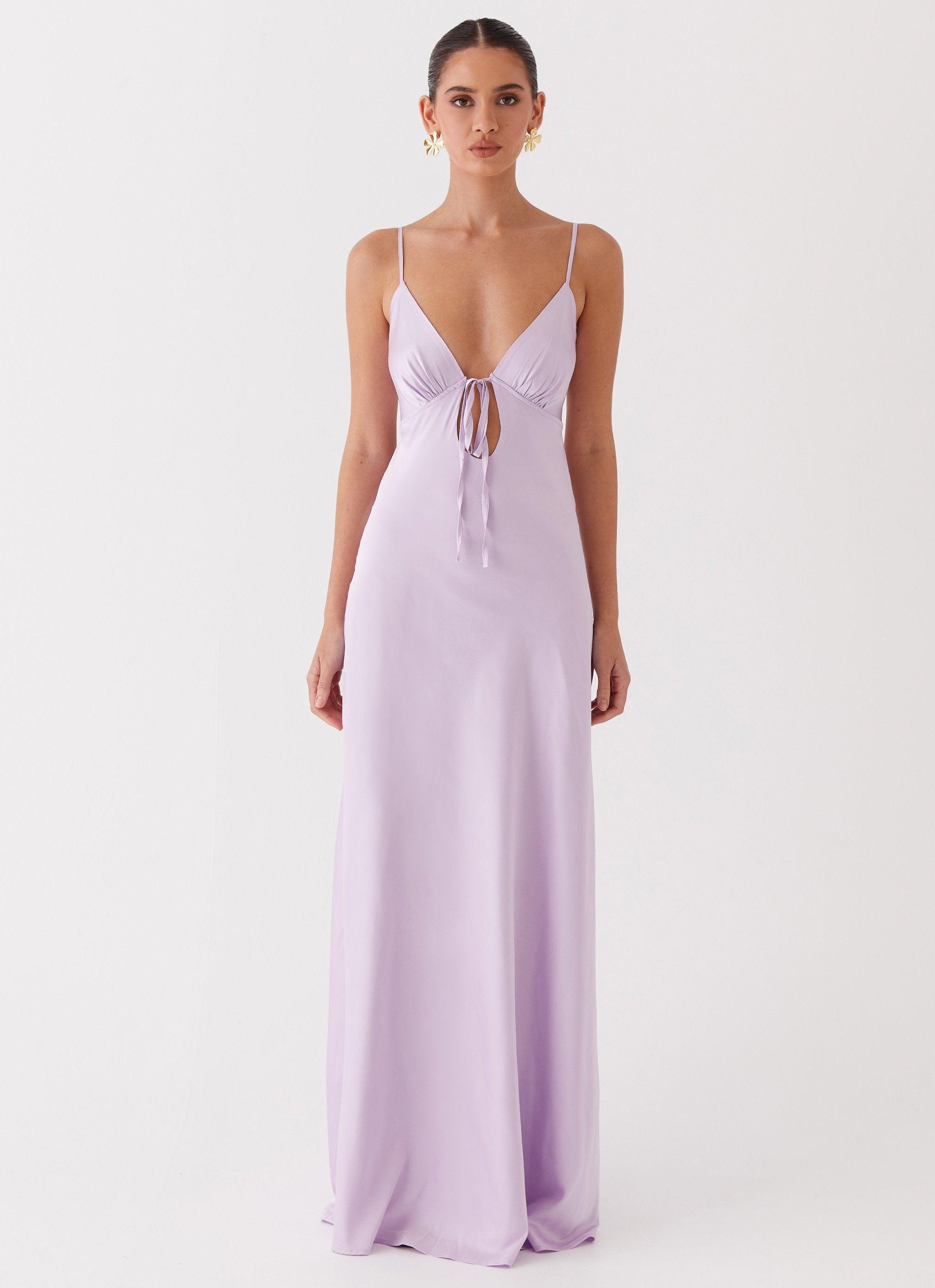 Flora Satin Maxi Dress - Lilac Product Image